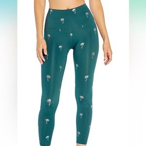 NWT Wildfox Green w Metallic Silver Palm Trees Wildfox Leggings Size Small
